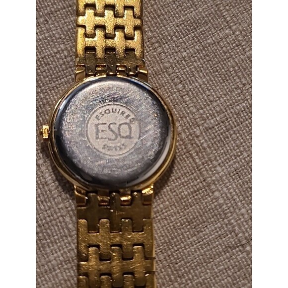 ESQ Gold Tone ladies, Link Quartz Watch W/Stones